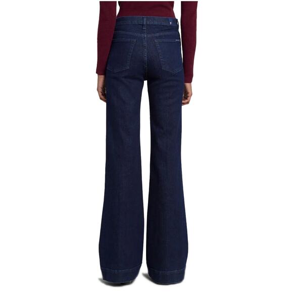 7 for All Mankind Denim Trouser - Size 32 (NWT) Flare/Wide Leg - Dark Indigo - Picture 2 of 12